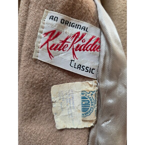 Vintage Kate Kiddie Classic Tan Wool Coat With Faux Fur Collar & Buttons - Picture 2 of 8